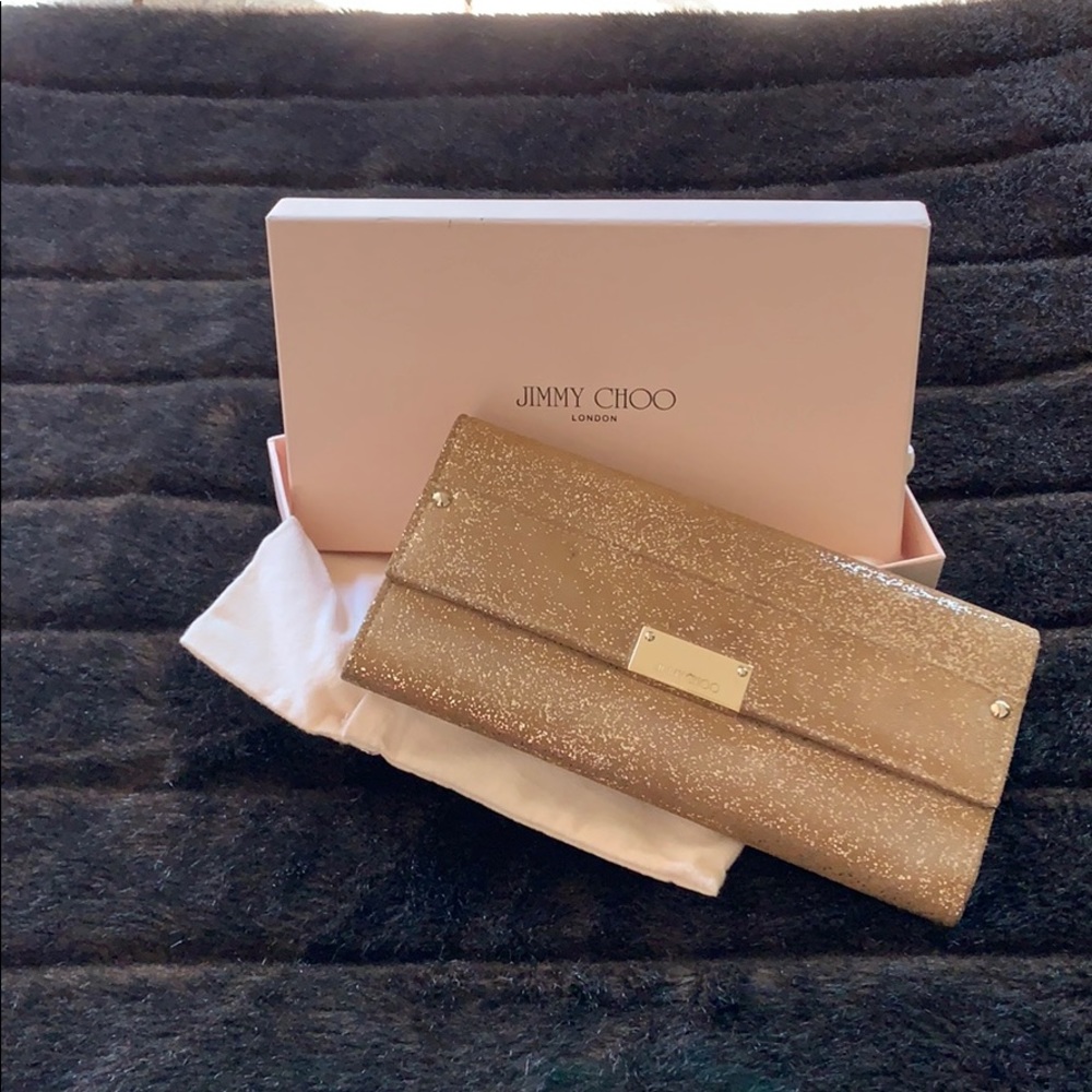 Jimmy Choo gold suede bag